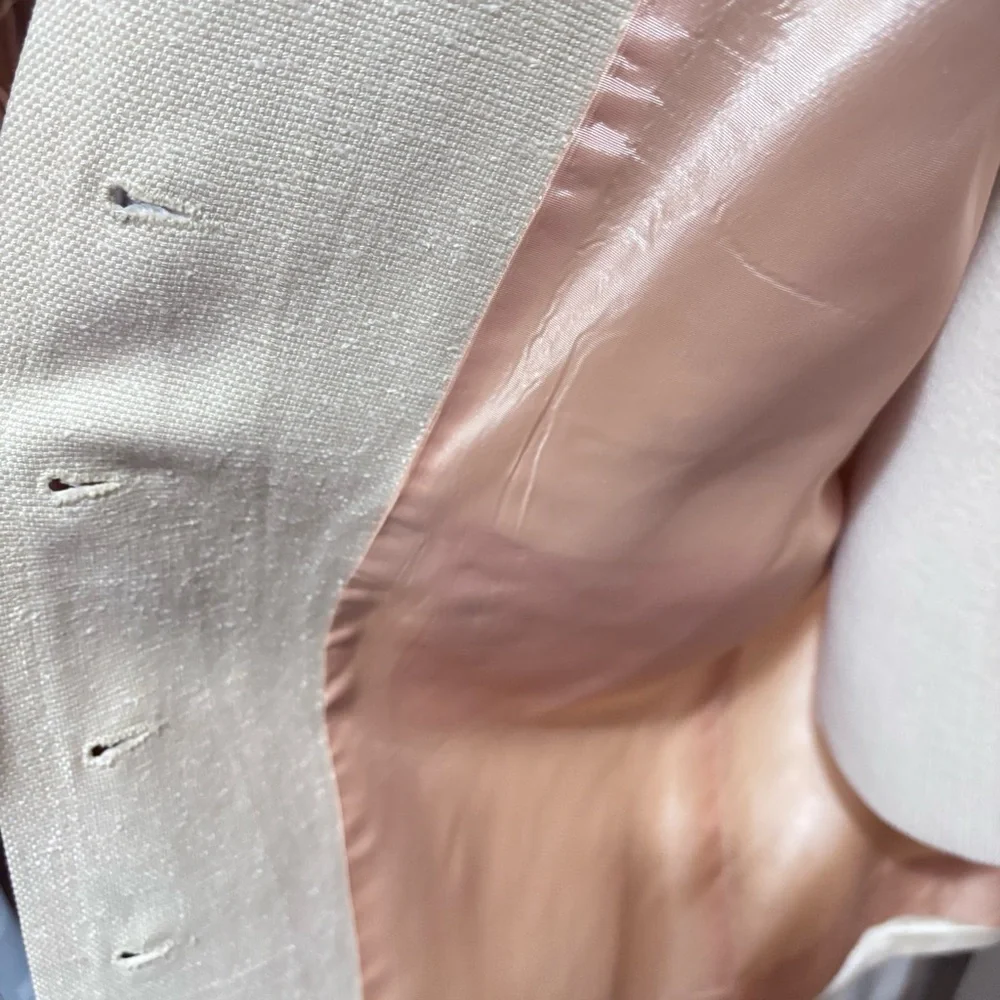 Vintage H Liebes of San Francisco Cream Button-Up Coat-Cotton & Silk Size 12 - Picture 9 of 11